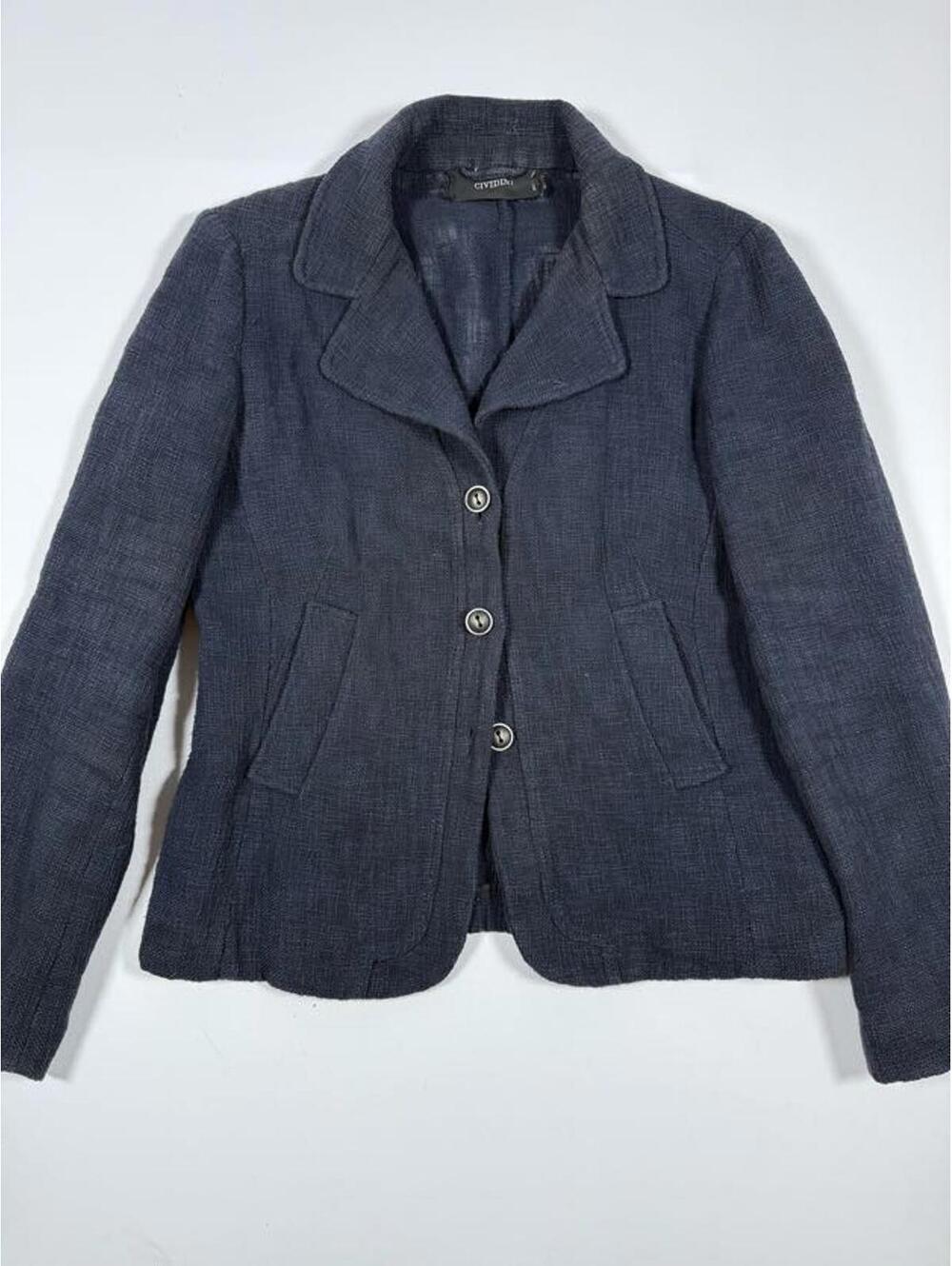 CIVIDINI Dark Blue Tailored Jacket Button Pockets Italy
